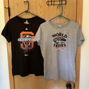 2 NWT Authentic San Francisco SF Giants T-Shirts By MAJESTIC 2012 World Series